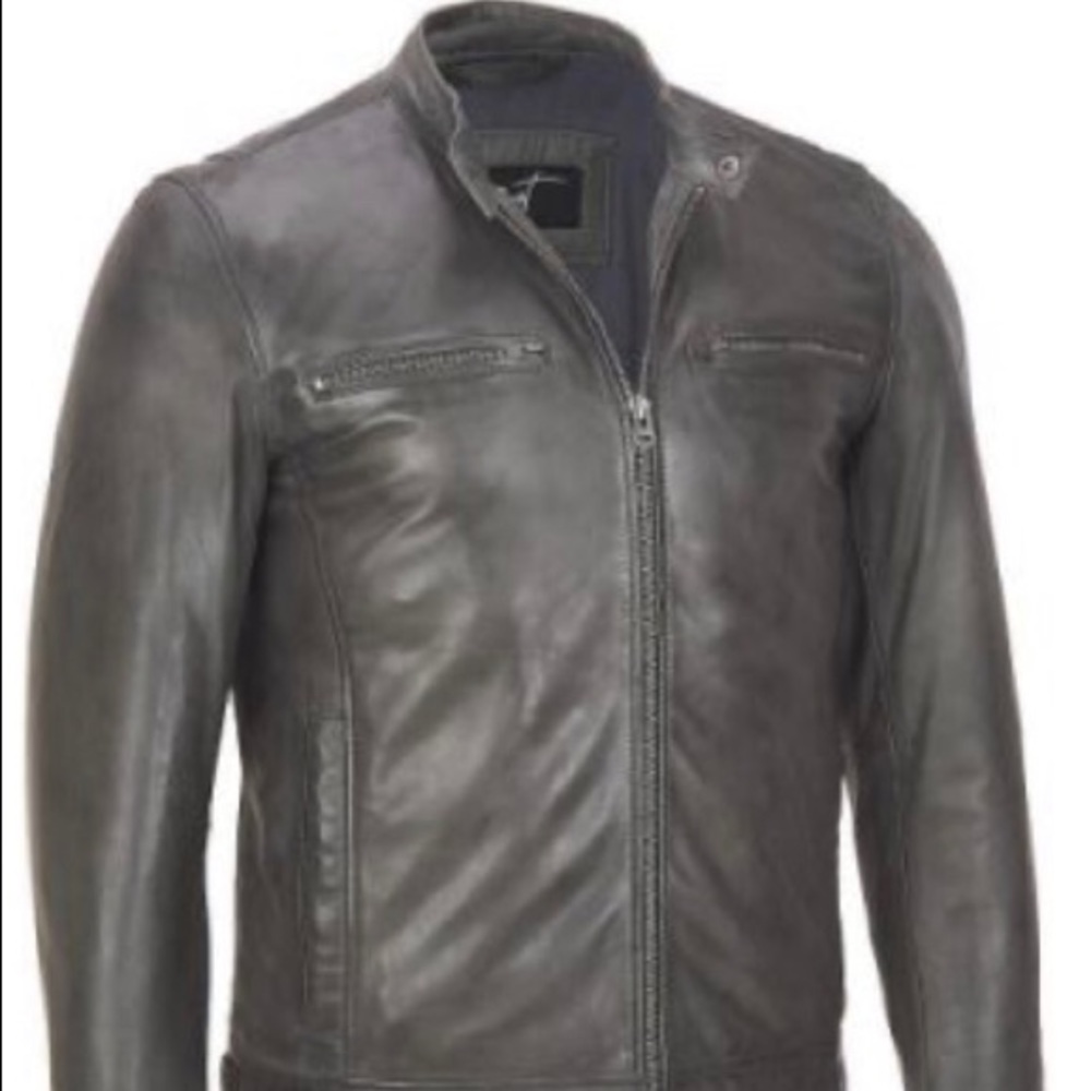 Grey leather jacket